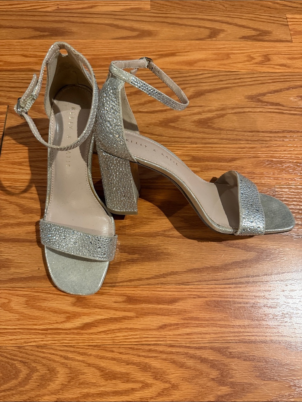 Kelly & Katie Formal Rhinestone Gold 3 Inch Block Heels